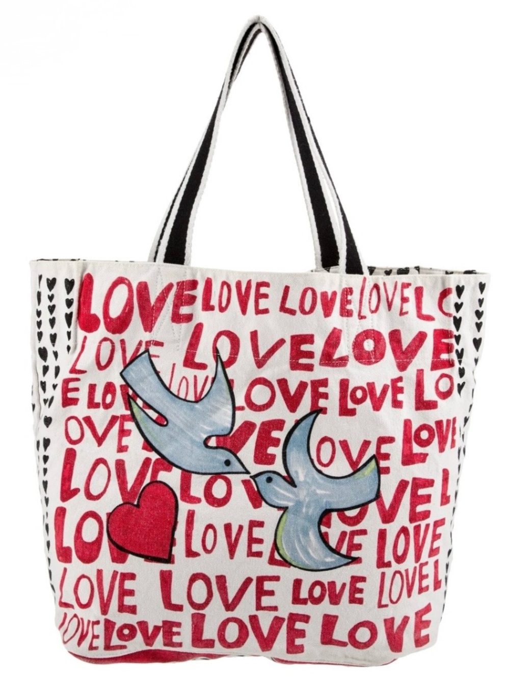 Brighton Red & White “On the Wings of Doves”Canvas Tote Bag with Hearts NWT - Picture 2 of 8